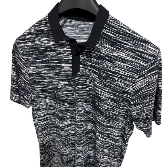 Under Armour Polo Mens Large Black Geometric ISO Chill Performance Golf - Picture 2 of 6